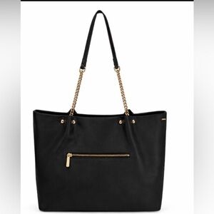 David Jones Black Shoulder Handbag Chain Strap Top Zip Tote